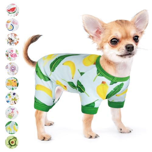 Hunde-Pyjama für kleine Hunde, Mädchen, Jungen, Welpen, Sommer, Haustier-Einteiler für Chihuahua, Yorkie, Teetasse, niedlich, weiches Material, Stretch, fähig, Katzenkleidung, Outfit, Bekleidung, Hunde-Overall (XX-Large, Banane) von DaFuEn