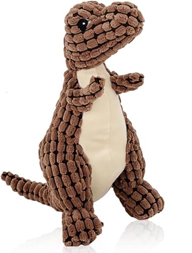 Dabeto Bissfester Robuster Dino, Hundespielzeug Unzerstörbar, Quietschendes Hundespielzeug, Kauspielzeug für Mittlere und Große Hunde zum Spielen (Braun, 25cm) von Dabeto