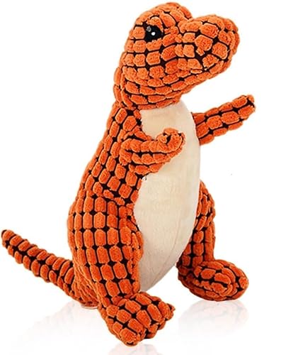 Dabeto Bissfester Robuster Dino, Hundespielzeug Unzerstörbar, Quietschendes Hundespielzeug, Kauspielzeug für Mittlere und Große Hunde zum Spielen (Orange, 25cm) von Dabeto