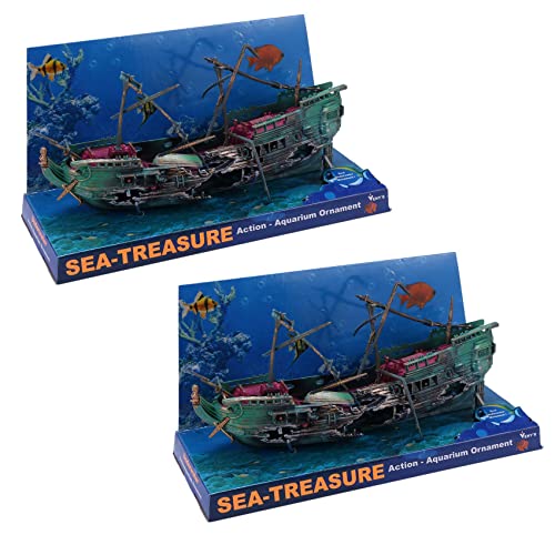 Daconovo 2X Großes Aquarium Dekoration Boot Kunststoff Aquarium Schiff Luft Teilt Schiffswrack Aquarium Dekor C von Daconovo