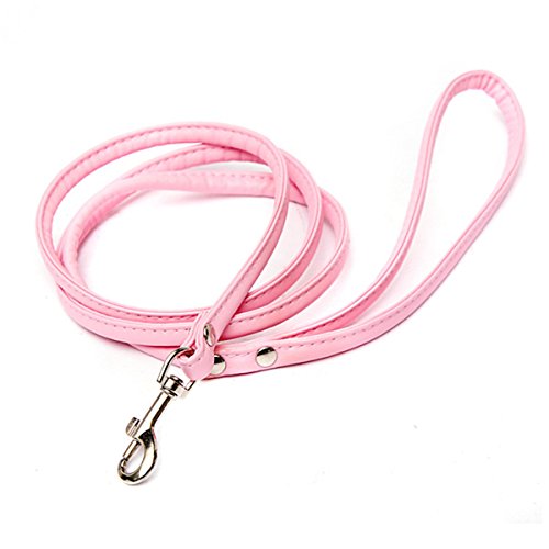 Daconovo Rosa Leder Leine Fuer kleine Hund Katze Haustier 1cmX120cm von Daconovo