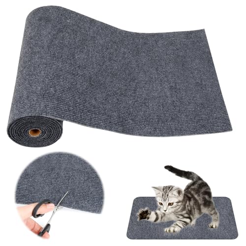 Dadabig Kratzmatte für Katzen, 30 x 250 cm Katzenkratzbaum selbstklebend Kratzmatte rutschfest Kratzmatte für Wand, Ecke und Sofa (Dunkelgrau) von Dadabig