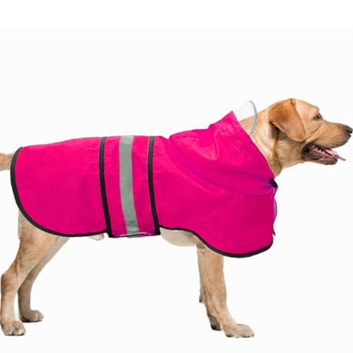 Hunde-Regenmantel, wasserdicht, reflektierend, leicht, atmungsaktiv, Kapuzen-Poncho, Regenmantel, Jacke mit verstellbarem Bauchgurt und Loch für die Leine für kleine, mittelgroße und große Hunde von Dadanfly