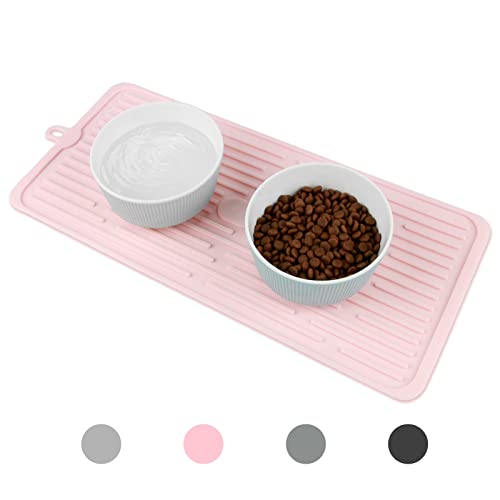 Dahaiwua Kleine Hundenapfmatte, Matte für tragbar und faltbar, Silikonmatte für Katzenfutter und Wasser, 4 Farben, schöne Verpackungsbox (rosa) von Dahaiwua