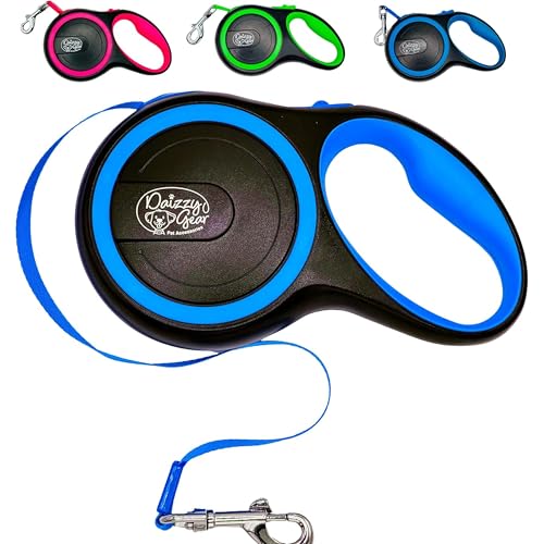 Daizzy Gear Einziehbare Hundeleine, robust, verhedderungsfrei, weich, rutschfester Griff und einfache Einhandbremse für Welpen, kleine, mittelgroße und große Hunderassen, Blau, 20 kg (S)) von Daizzy Gear