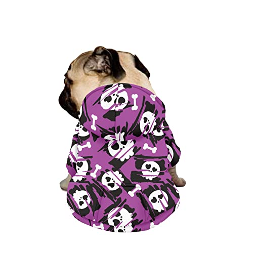 Dajingkj Halloween-Hunde-Kapuzenpullover für mittelgroße und große Hunde, modisch, niedlicher Haustier-Totenkopf-Druck, Kleidung, Sweatshirts mit Taschen, warmer Mantel für Welpen, Herbst, Winter, Festliches Verkleiden, Jungen, Mädchen, Hunde-Kostüme von Dajingkj