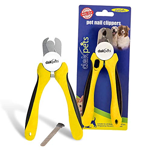 DakPets Professional-Grade Dog Nail Clippers with Protective Guard, Safety Lock and FREE Nail File - Suitable for Medium and Large Breed Yellow von DakPets