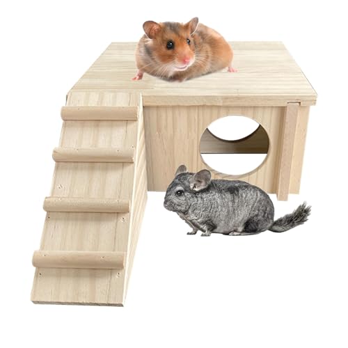 Dalchana Hamsterkäfig-Zubehör,Hamster-Versteck aus Holz, Haustierhauszubehör, Natürliche Hamsterverstecke für Goldhamster, Zwerghamster und Rennmäuse von Dalchana