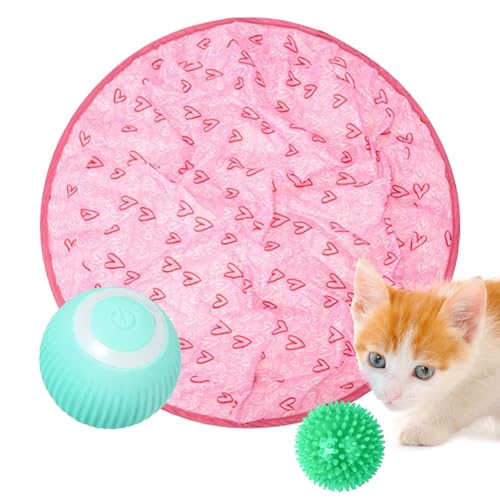 Dalchana Vibrierender Katzenball, 2-in-1, simulierter vibrierender Ball, Katzentunnel-Set, automatische Hindernisvermeidung, lindert Langeweile, intelligenter Ball zum Verstecken und Verstecken von von Dalchana