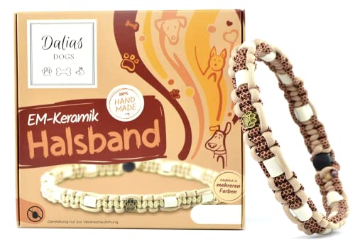 EM-Keramik-Halsband für Hunde & Katzen - Maßanfertigung EM-Band Original US-Paracord (41-50 cm, Bordeauxrot) von Dalias Dogs