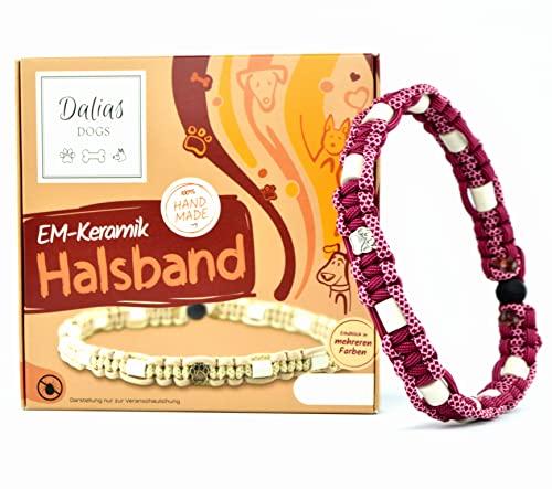 EM-Keramik-Halsband für Hunde & Katzen - Maßanfertigung EM-Band Original US-Paracord (51-60 cm, Himbeer) von Dalias Dogs