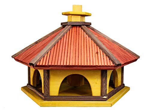 Damian-Wiklina Vogelhäuschen, Vogelhaus aus Holz,Vogelhäuschen, Nistkasten (XL, Gelb-rot) von Damian-Wiklina