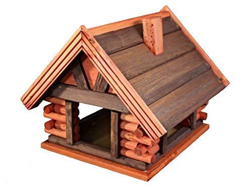 Damian-Wiklina Vogelhäuschen Vogelhaus aus Holz Vogelhäuschen Nistkasten (Rotbraun, Mit einem Ständer) von Damian-Wiklina