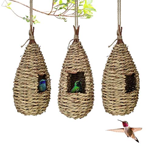 Kolibri-Häuser – Handgewebtes Gras zum Aufhängen, Vogelhütte, gewebte Gartendekoration, kreatives Vogelhaus, Kolibri-Nest für den Außenbereich, 22,9 x 10,2 cm von Dan&Dre