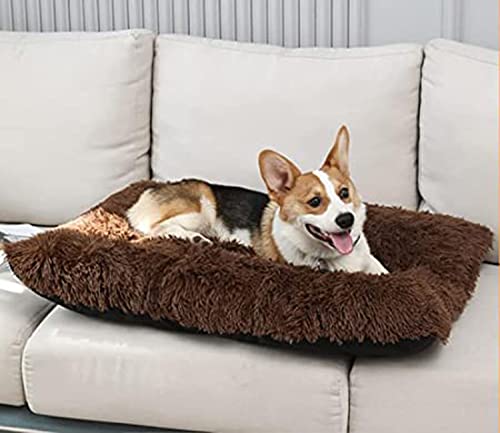 DanChen HundeBett Plüsch Waschbares Haustierbett Mittelgroße Hundekissen Wasserdicht Weiches Hundesofa Rutschfestem Flauschig Hundematte-93x65cm-Braun von DanChen