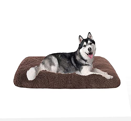 DanChen Hundebett Flauschig Kleine Hunde Hundekorb, Hundekissen Mittelgroße Hunde rutschfest Haustierbett, 122x83cm Plüsch Weich Katzenbett XXL Waschbar Hundematte-Braun von DanChen