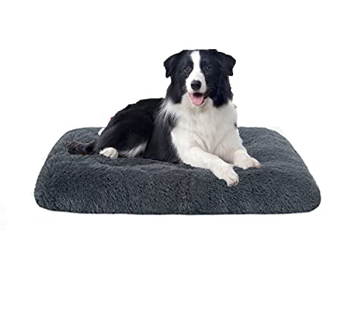 DanChen Hundebett Flauschig Kleine Hunde Hundekorb, Hundekissen Mittelgroße Hunde rutschfest Haustierbett, 122x83cm Plüsch Weich Katzenbett XXL Waschbar Hundematte-Dunkelgrau von DanChen