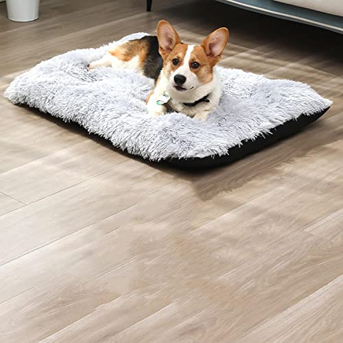 DanChen Hundebett waschbar Grosse Hundekissen Plüsch Hundekörbchen Hundematte Rutschfestem Weiches Hundesofa 122x85cm Haustierbett Wasserdicht XL für Mittelgroße Hunde Katzen-Hellgrau von DanChen