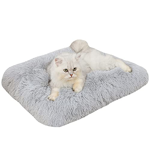 DanChen Hundebett Flauschig Kuschelig Plüsch Hundesofa Hundematte Weiches Waschbar Haustierbett 122x83cm rutschfeste Hundekissen für große mittlere kleine Hunde,Hellgrau von DanChen