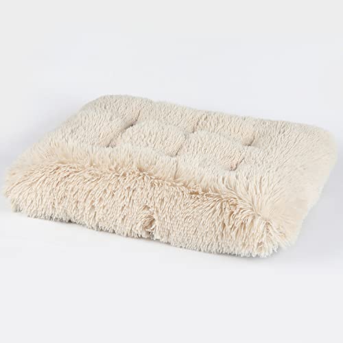 DanChen Hundebett Flauschig Kuschelig Plüsch Hundesofa Hundematte Weiches Waschbar Haustierbett 94x63cm rutschfeste Hundekissen für große mittlere kleine Hunde,Beige von DanChen