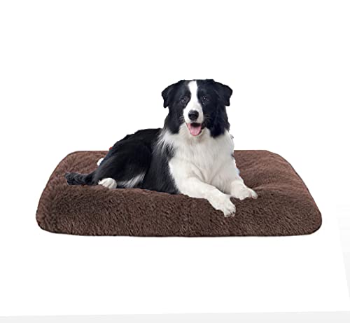 DanChen Hundebett Flauschig Kuschelig Plüsch Hundesofa Hundematte Weiches Waschbar Haustierbett 94x63cm rutschfeste Hundekissen für große mittlere kleine Hunde,Braun von DanChen