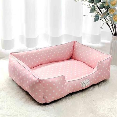 Atmungsaktives, gemütliches Haustier-Sofabett mit abnehmbarem Bezug, waschbare PP-Baumwoll-Füllung, Haustierkissen, rutschfest, praktische Haustiercouch (70 x 55 cm, Rosa) von Danchen