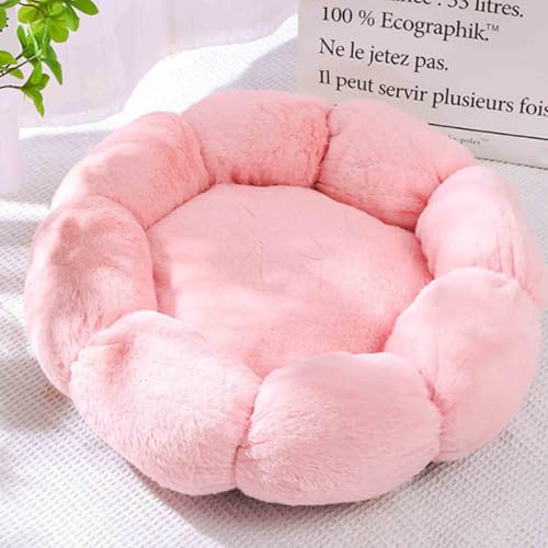 Cozy Flower Haustiersofa, flauschiges Plüsch-Katzen-Hundebett, praktische, waschbare Hundesofa, weiche strukturierte PP-Baumwollfüllung, Haustierkissen (50 cm, Rosa) von Danchen