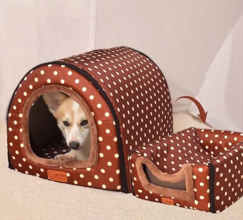 Danchen Extra große Hundehütte, 2-in-1, luxuriöse Hundehütte, Haustier-Katzenhöhle, tragbares, beruhigendes Iglu-Bett, Anti-Angst-, orthopädisches Kissen, Jumbo-Zelt für mittelgroße und große Hunde von Danchen