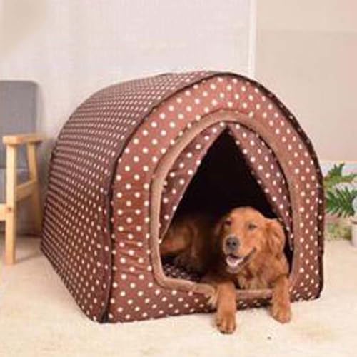 Danchen Großes Haustierhaus, Jumbo-Hundebett mit Vorhang, orthopädisches Kissen, Angstlinderung, Hundehütte, waschbar, wasserdicht, rutschfest, 2-in-1 faltbares Hundesofa (2XL für Haustiere unter 40 von Danchen