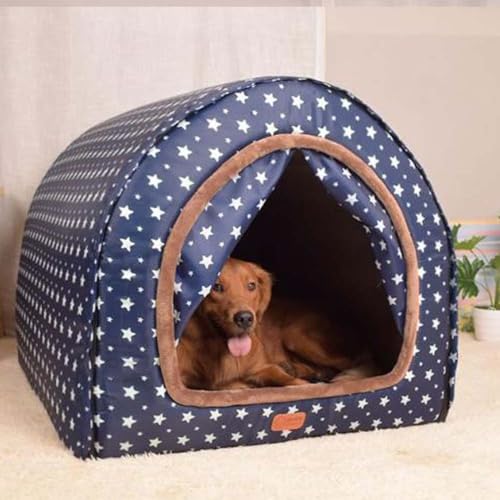 Danchen Großes Haustierhaus, Jumbo-Hundebett mit Vorhang, orthopädisches Kissen, Angstlinderung, Hundehütte, waschbar, wasserdicht, rutschfest, 2-in-1 faltbares Hundesofa (XL für Haustiere unter 20 von Danchen