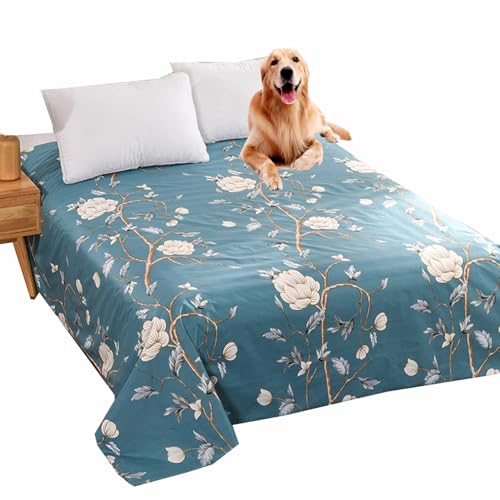 Danchen Hunde- und Katzenbettdecke, Sofabezug, Haustier-Matratze, Möbelschutz, waschbarer Möbelschutz, wasserdichte Haustierdecke, Bettlaken (160 x 230 cm, Blau-Blume) von Danchen