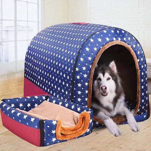 Danchen Hundehütte, 2-in-1, extra großes Hundebett mit abnehmbarem Kissen, Angstlinderung, beruhigende Katzenhöhle, Winter, warm, waschbar, faltbar, Jumbo-Hundezelt (2XL für Haustiere unter 40 kg, von Danchen