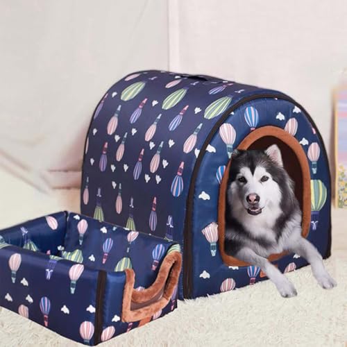 Danchen Hundehütte, 2-in-1, extra großes Hundebett mit abnehmbarem Kissen, Angstlinderung, beruhigende Katzenhöhle, Winter, warm, waschbar, faltbar, Jumbo-Hundezelt (2XL für Haustiere unter 40 kg, von Danchen