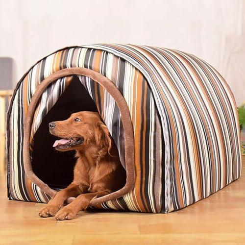 Großes Haustierhaus, Jumbo-Hundebett mit Vorhang, orthopädisches Kissen, Angstlinderung, Hundehütte, waschbar, wasserdicht, rutschfest, 2-in-1 faltbares Hundesofa (2XL für Haustiere unter 40 kg, von Danchen