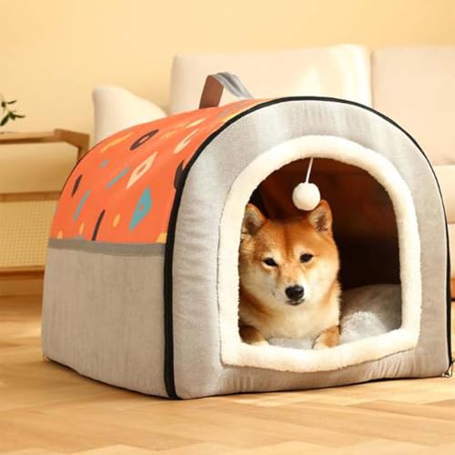 Hundebett, gemütlicher Schlafsack, warmes Haustiernest, Katzenhöhle, 2-in-1-Hundehütte mit Anti-Angstkissen-Pads für Hunde, Katzen, Welpen, Kaninchen, abnehmbares, waschbares Hundesofa (XL, 100 x 70 x von Danchen