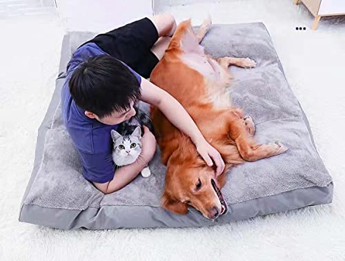 Hundebett Haustierkissen Fleecematratze XL-120x100cm Hundekäfigkissen Kunstfell-Auflage mit wasserabweisendem Oxford-Stoff für kleine, mittelgroße und große Hunde und Katzen von Danchen