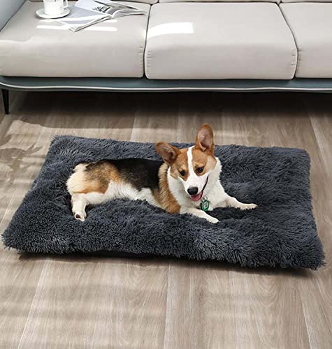 Hundebett Mittelgroßes Haustierkissen, Waschbare Hundebox Matratze für Große Hunde, M-78x55cm Warm Kennel Bed Pad Weiche Lange Plüsch Warme Decke Matte, rutschfest von Danchen