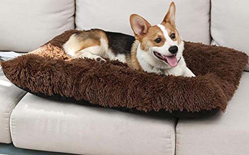 Hundebett Mittelgroßes Haustierkissen, waschbare Hundebox Matratze für große Hunde, S-65 x 48 cm, warme Hundehütte Bettunterlage weiche lange Plüsch warme Decke Matte, rutschfest von Danchen