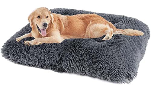 Ultraweiches großes Hundebett, 100 x 70 x 10 cm, hochwertiges warmes Plüsch-Hundekissen, abnehmbar, waschbar, rutschfest, beruhigendes Hundebett von Danchen