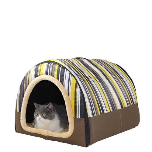 2 in 1 Iglu Hundehütte Faltbare Katze Hundehöhle Bett Welpen Kätzchen Schlafkissen Warm Abnehmbar Beruhigendes Nest Rutschfest Haustier Shelter von Dancmiu