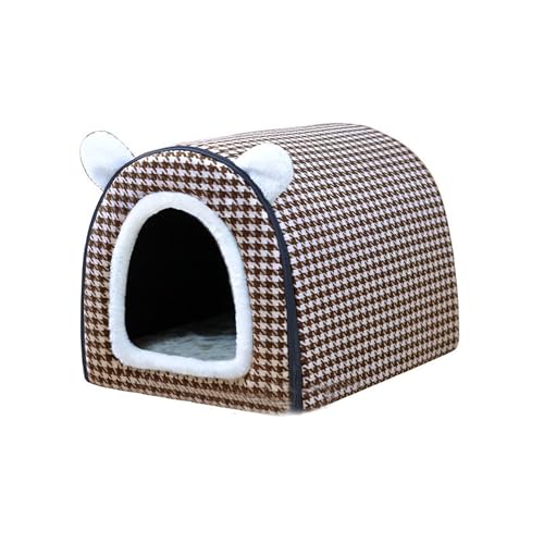 2 in 1 Iglu Hundehütte Faltbare Katze Hundehöhle Bett Welpen Kätzchen Schlafkissen Warm Abnehmbar Beruhigendes Nest Rutschfest Haustier Shelter von Dancmiu