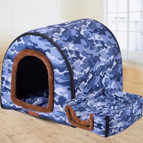 Dancmiu Weiche Warme Hundehöhle Bett, 2 in 1 Katze Hundehütte Bequem Beheiztes Kissen Hundekissen, Waschbar Schlafkorb Haustierbett Haus, Wasserdicht von Dancmiu