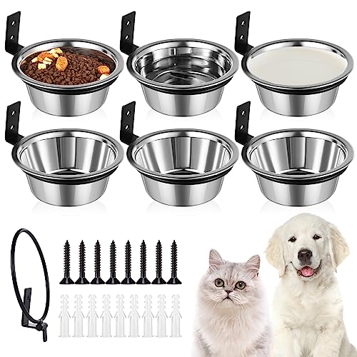 Dandat Erhöhter Hundenapf, 750 ml, Wandmontage, Edelstahl, verstellbare Höhe, erhöhte Hundenäpfe aus Metall, Futter- und Wassernäpfe für Katzen, Welpen und Hunde, 6 Stück von Dandat