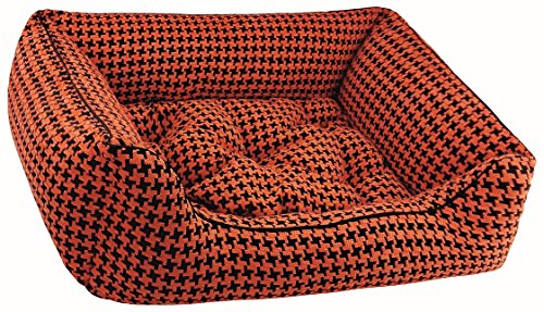 Dandy Dog Hundebett Houndstooth Orange - abziehbar Bezug und Füllung waschbar Hahnentrittmuster robuste kuschelig hochwertige Qualität Made in Germany - Size M von Dandy Dog