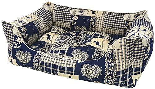 Dandy Dog Hundebett Kitzbühel Blue - abziehbar Bezug und Füllung waschbar robust kuschelig hochwertig Made in Germany - Größe M, Blau von Dandy Dog