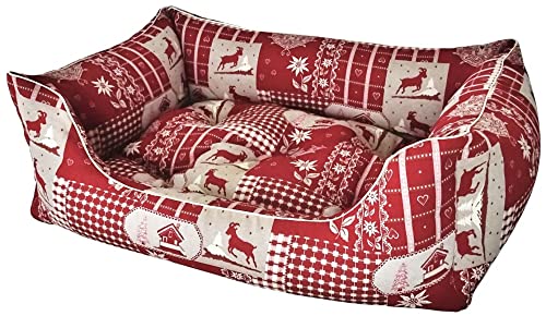 Dandy Dog Hundebett Kitzbühel Red - abziehbar Bezug und Füllung waschbar robust kuschelig hochwertig Made in Germany - Größe M, Rot von Dandy Dog