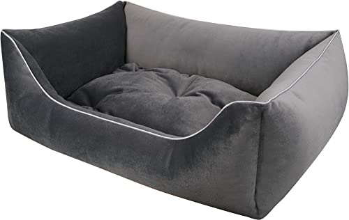 Dandy Dog Hundebett Magic Velvet Grey - abziehbar Bezug und Füllung waschbar hochwertiger Samt kuschelig robuste Qualität Made in Germany - Größe L von Dandy Dog