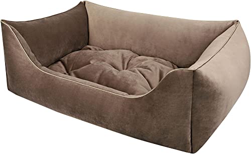 Dandy Dog Hundebett Magic Velvet Taupe - abziehbar Bezug und Füllung waschbar hochwertiger Samt kuschelig robuste Qualität Made in Germany - Größe M von Dandy Dog