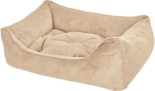 Dandy Dog Hundebett Relax Beige - abziehbar Bezug und Füllung waschbar Kuschelig robuster Samtcord hochwertige Qualität Made in Germany - Größe XL von Dandy Dog