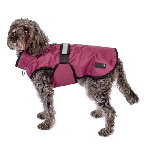 Danish Design 3-in-1-Hundemantel, 25 cm, für jedes Wetter, mit Fleece gefüttert, reflektierender Regenmantel für Hunde, Pflaume von Danish Design